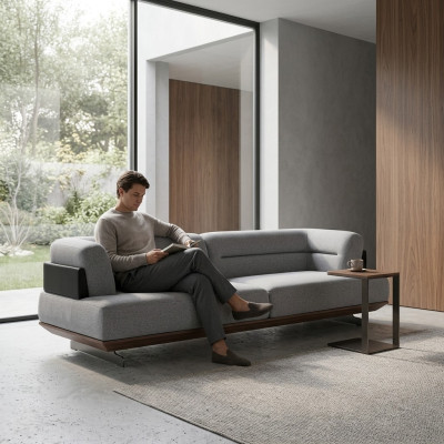 Luxus pohovka 3 místná obývací pokoj potah textil třísedák pohovka luxusní design