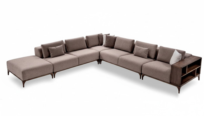 Obývací pokoj rohová sedací souprava L tvaru dřevo Moderní luxusní design Rojová sedací souprava