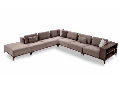 Obývací pokoj rohová sedací souprava L tvaru dřevo Moderní luxusní design Rojová sedací souprava