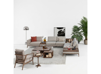 Wohnzimmer Ecksofa L-form Holz Eckgarnitur Sofa Couchen Luxus Möbel