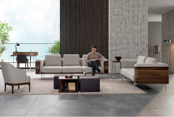 Wohnzimmer Set Luxus Modernen Designen 2x Sofas mit Sessel Sofagarnitur