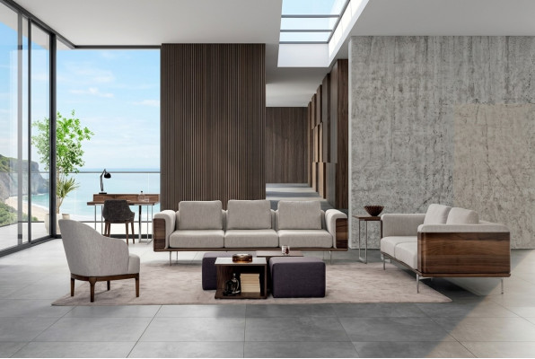 Wohnzimmer Set Luxus Modernen Designen 2x Sofas mit Sessel Sofagarnitur