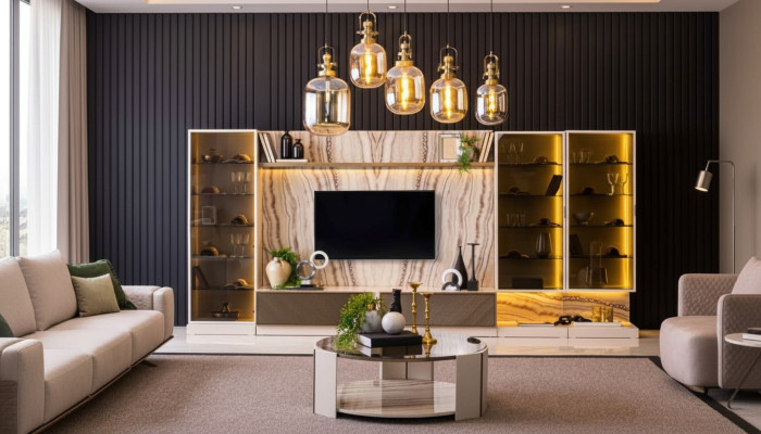 Elegant Wohnwand Wohnzimmer Anbau Wand 388cm Luxus Wohnwände Sideboard