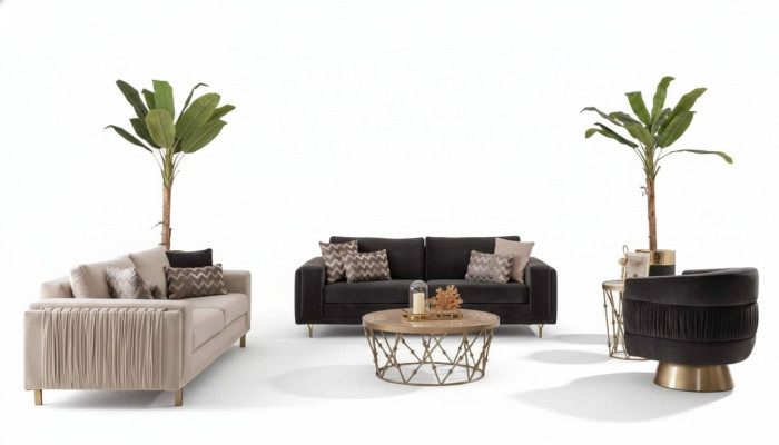 Schiker Sofagarnitur Sofa 3+3 Sitzer mit Sessel für Wohnzimmer Neu Designen