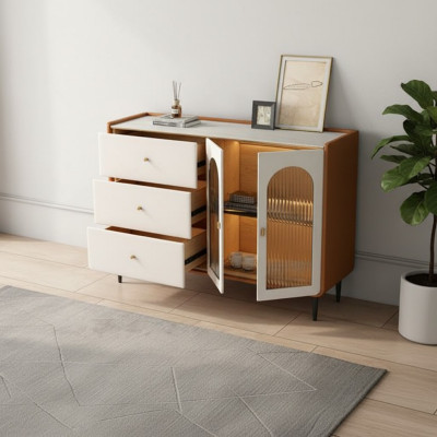 Moderne Holz Kommode Weiß Sideboard Low Boards Wohnzimmerschrank Neu