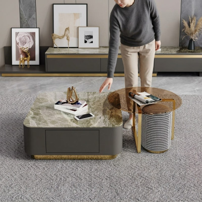 Obývací pokoj Nábytek Luxus Šedá Konferenční stolek Design Stůl Kávové Stoly Nový