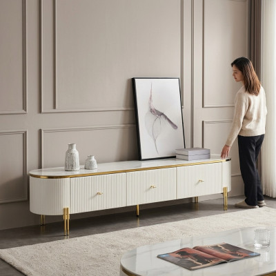 TV Ständer RTV Lowboard Weiß Modern Wohnzimmer Sideboard Holz Neu