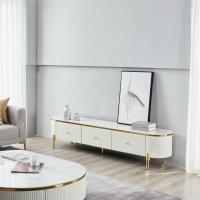 TV Ständer RTV Lowboard Weiß Modern Wohnzimmer Sideboard Holz Neu