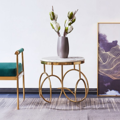 Beistelltisch Tisch Beistell Designer Möbel Gold Rund Edelstahl Tisch