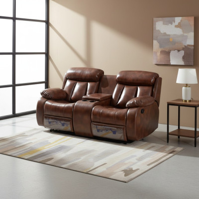 Sofa 2 sedadla Pohovka Potahu Designér Relaxační funkce Obývací pokoj Hnědá Nová