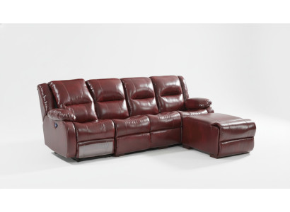 Sofa 4 Sitzer Polster Kunstleder Wohnlandschaft Sofas Pouffe Luxus Möbel Neu