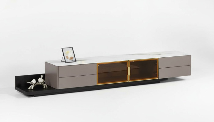 Moderne Wohnzimmermöbel Lowboard RTV Schrank Regal Holzmöbel Grau Neu