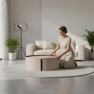 Wohnzimmer Runder Couchtisch grün Luxus Design neu Material Holz