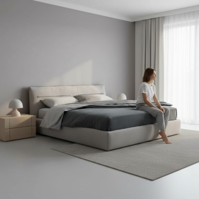 Bett Doppelbett schickes graues Bett Doppelbett für Schlafzimmer Betten