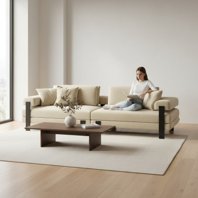 Designová pohovka 2místná Moderní gauč Čalouněný Beige Pohovky Designový gauč Nový
