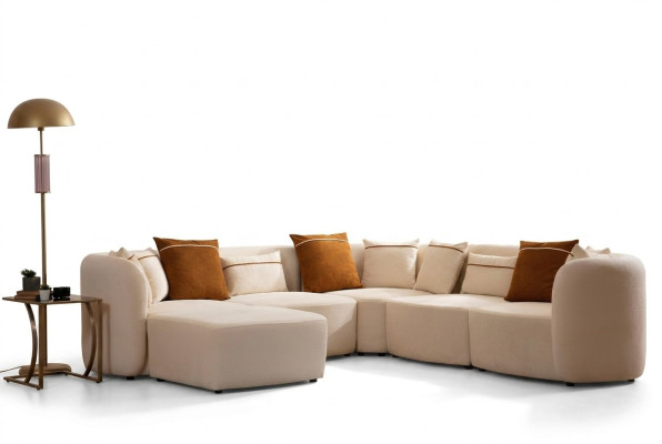 Wohnzimmer Beige Modern Sofa L-Form Sitz Ecksofa Couch Polstermöbel