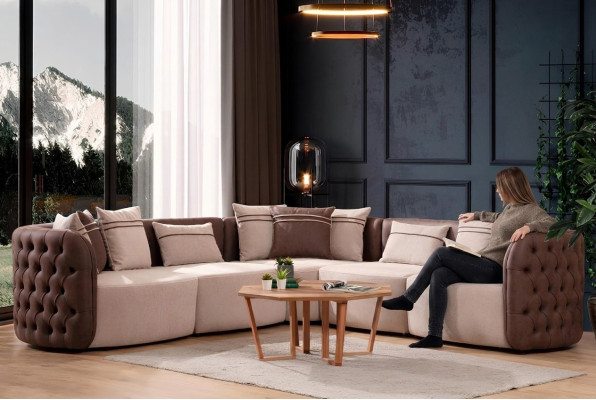 Sofa Möbel Wohnlandschaft Luxus Modern Eckgarnitur Ecksofa L-form Polster