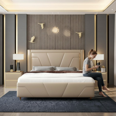 Ložnice postel polštář design nábytek luxus dvojlůžko béžové postele moderní