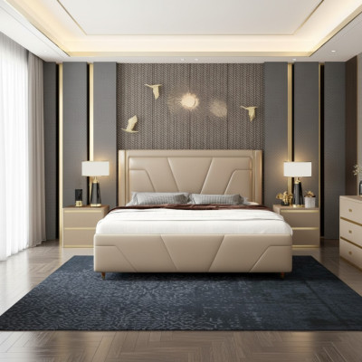 Ložnice postel polštář design nábytek luxus dvojlůžko béžové postele moderní