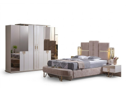 Luxus ložnice set 5 kusů. Postel 2x noční stolky šatní skříň Bank Moderní