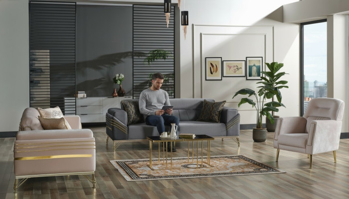 Exkluzivní sada sedací soupravy 3+3+1 3dílná 2x sofa křeslo Relax Luxusní sada