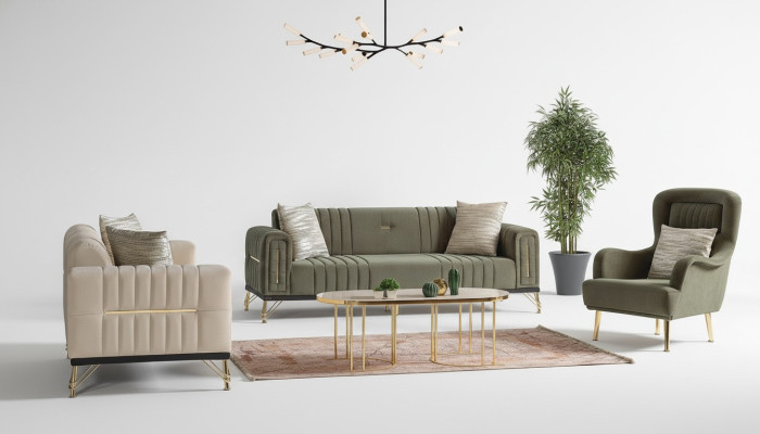 Exklusives Sofagarnitur set 3+3+1 3tlg 2x Sofa Relax Sessel Luxuriöses Set