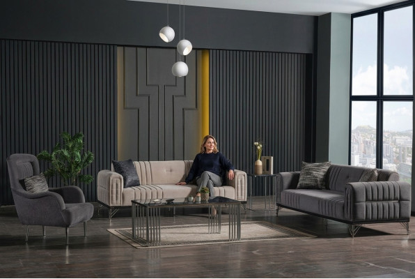 Sofa garnitura 3+3+1 posed Textil Moderní Kompletní křeslo Pohovka 3M luxus Nový
