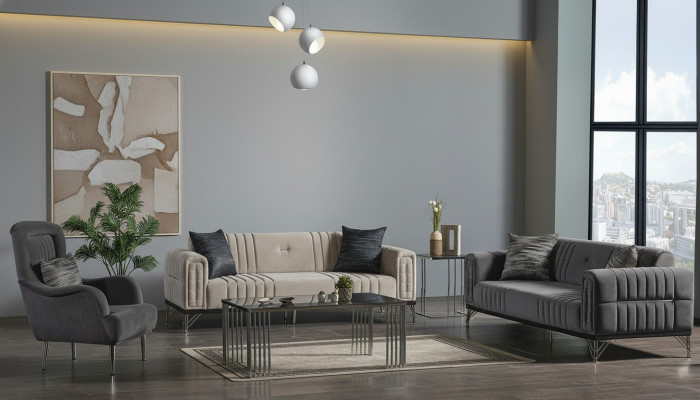 Sofa garnitura 3+3+1 posed Textil Moderní Kompletní křeslo Pohovka 3M luxus Nový