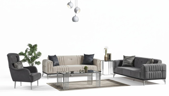 Sofa garnitura 3+3+1 posed Textil Moderní Kompletní křeslo Pohovka 3M luxus Nový