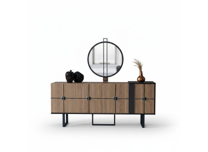 Sideboard Anrichte mit Spiegel Luxus Garnitur Kommode Holz Kommoden 193cm
