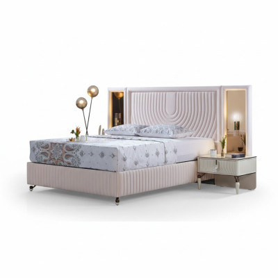 Luxus Schlafzimmer Set Bett + 2x Nachttische Holz Komplettes Modern