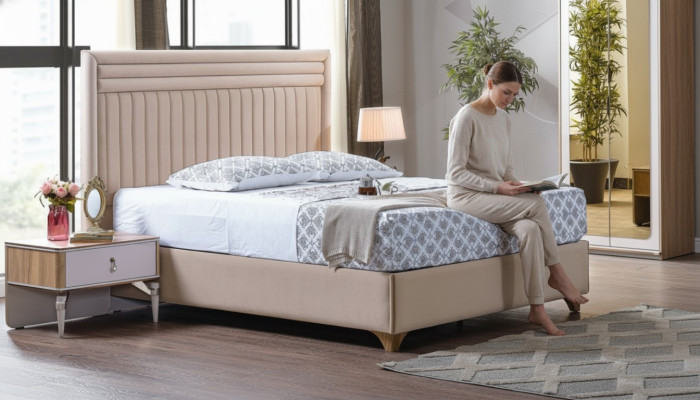 Modern Schlafzimmer Set Bett + 2x Nachttische Design Möbel 3 tlg. Neu EU