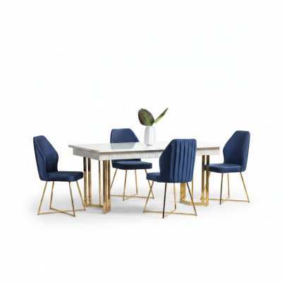 Esszimmer Set Luxus 6x Stühle+Esstisch Essgruppe Garnitur Lehnstühle Modern