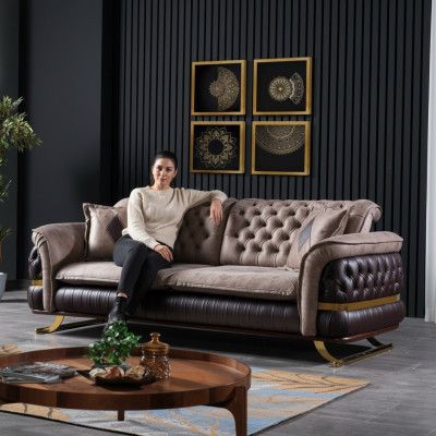 Třímístná designová pohovka 3místná textilní pohovka Chesterfield Sofa 3místná látková nová