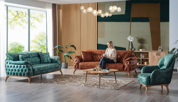 Klasická sedací souprava 3+3+1 Chesterfield Relax křeslo Nábytek Sofa