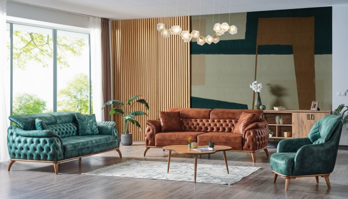 Klasická sedací souprava 3+3+1 Chesterfield Relax křeslo Nábytek Sofa