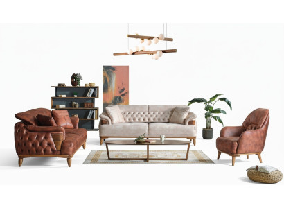 Klassisch Sofagarnitur 3+3+1 Sitzer Chesterfield Relax Sessel Möbel Sofa Neu