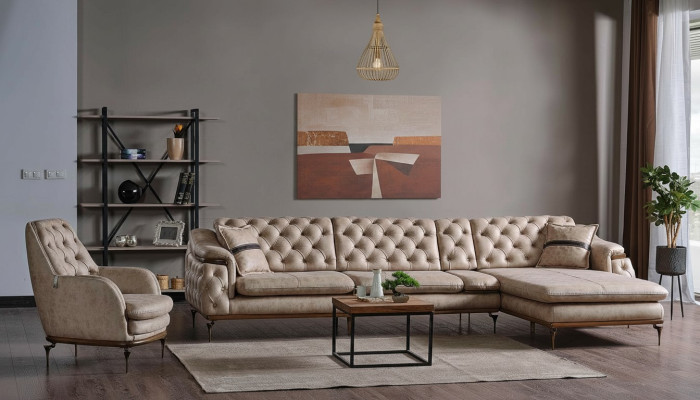 Luxus Wohnzimmer Set Sessel Ecksofa L Form Modern Set Chesterfield Komplett