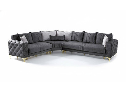 Grau Wohnzimmer Ecksofa L-Form Modern Chesterfield Neu Luxus Sofa