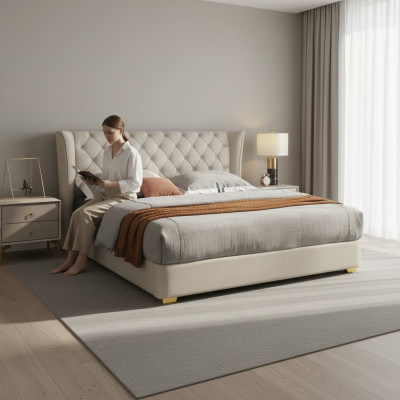 Chesterfield Design Bett Schlafzimmer Kunstleder Polster 180x200 Neu