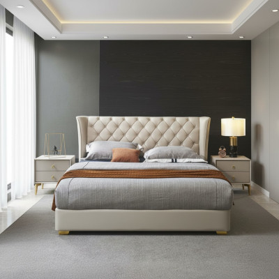 Chesterfield Design Bett Schlafzimmer Kunstleder Polster 180x200 Neu