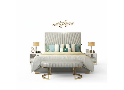 Dřevěná postel v designu dvojlůžka luxusního moderního hotelu s rámem pro ložnici nová.