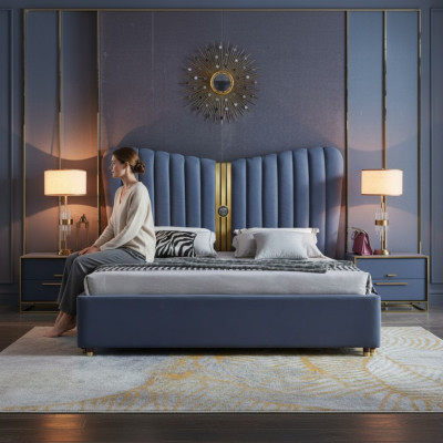 Postel čalounění Design Luxus Holz Doppelbetten Schlafzimmer Hotel Möbel Neu