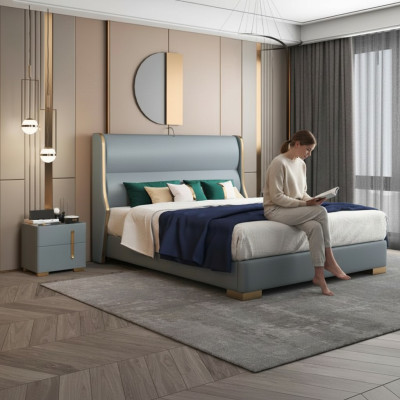 Postele Dvojlůžkový pokoj Dřevo 180x200cm Lůžkové rámy Polstr Design Luxus