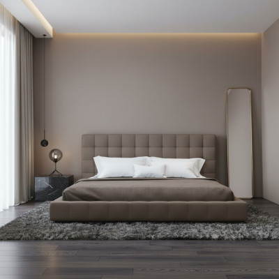 Moderní rám luxusní postel hotelu design šedé dvojlůžko