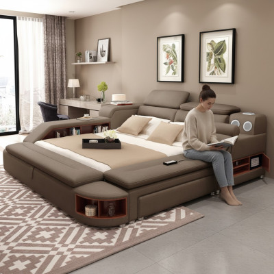 Luxusní postel 180x200 s multifunkčními regály do ložnice, nová.