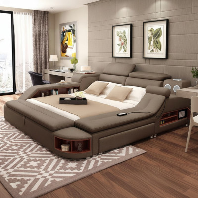 Luxusní postel 180x200 s multifunkčními regály do ložnice, nová.