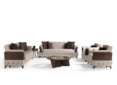 Modern Sofagarnitur Sessel Textil Sofa Luxus Komplett Luxus 3+2+1+1 Sitzer