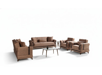 Sofagarnitur 3+2+1+1 Sitzer Wohnzimmer Set Textil Sofa Sessel Schlafsofa