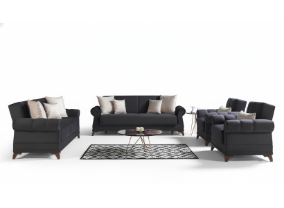 Sofa sestava 3+2+1+1 z textilu, moderní, kompletní 2x stolička, 3místná pohovka, luxusní.
